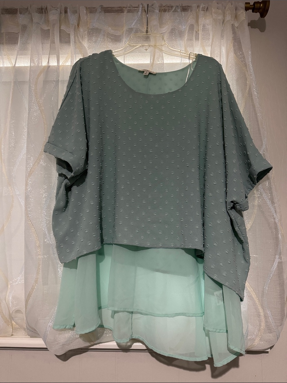 Umgee Sage Green Layered Chiffon Tunic